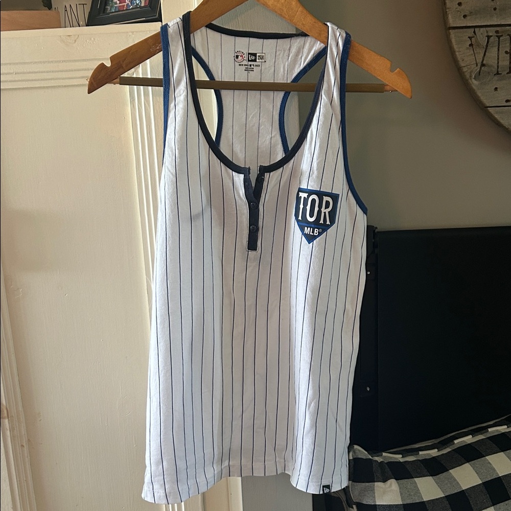 New Era White and Blue Striped Tank Top